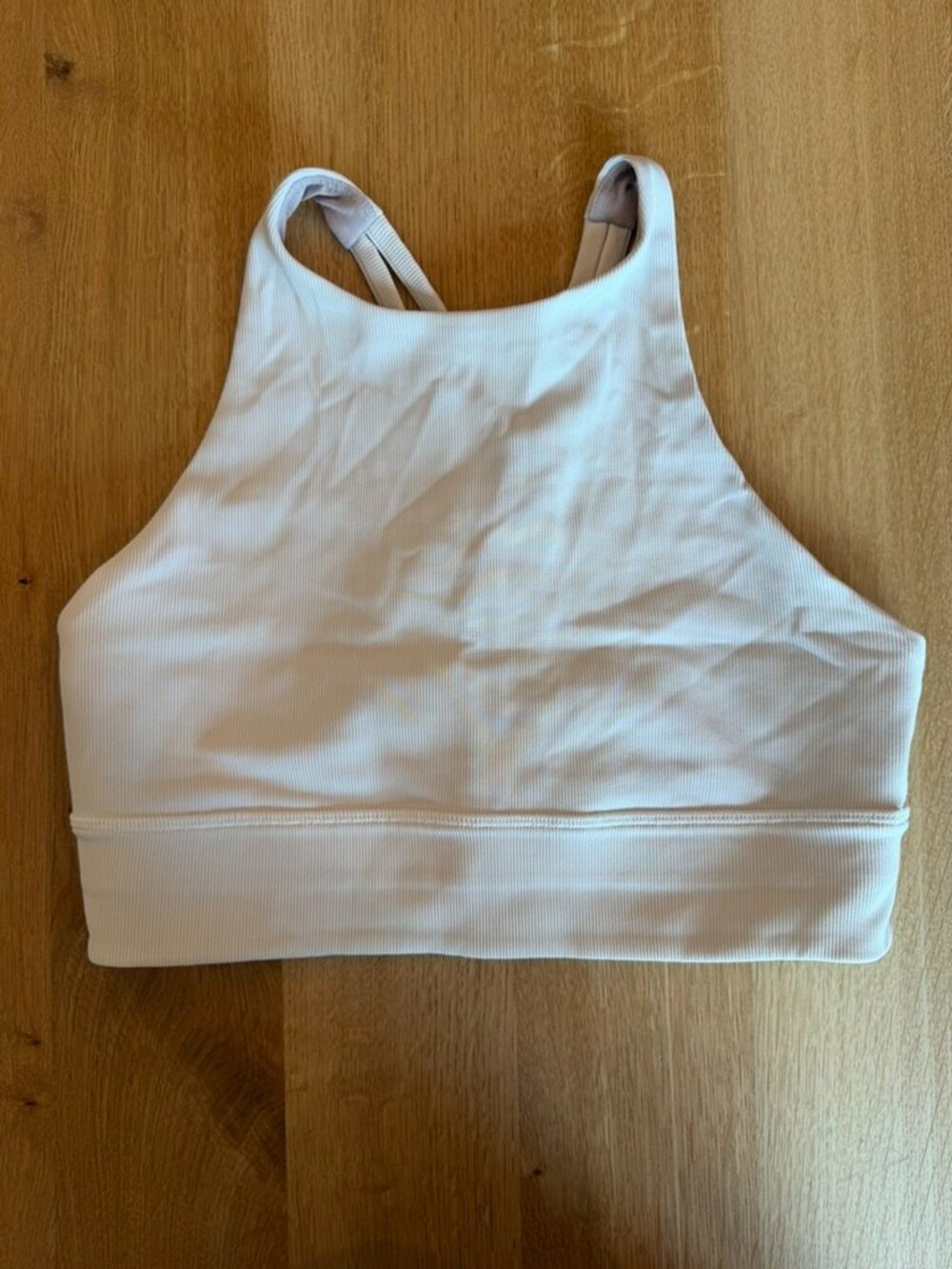 Lululemon Energy Bra High Neck Long Line Ribbed White Size 8